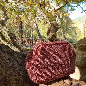 Metallic Gold Raffia Crochet Clutch: Bridal Evening Handbag