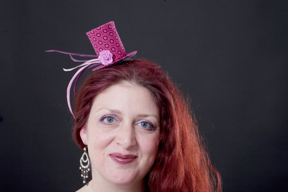 Spotty Red and Purple Mini Top Hat 