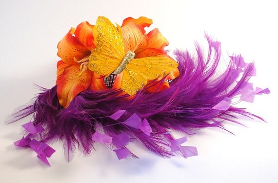 Orange and Purple Fascinator Tropical 