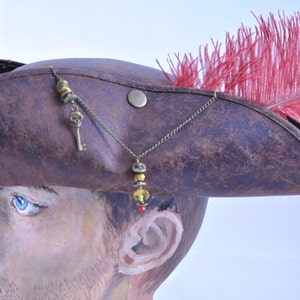 Pirate Tricorn Hat, Men's Fancy Dress Halloween Costume, Women's pirate halloween costume, faux leather pirate hat, pirate fancy dress hat image 8