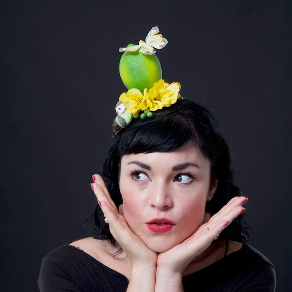 Fruity Lime Fascinator, Tropical Hat