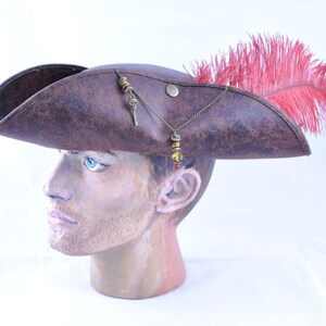 Pirate Tricorn Hat, Men's Fancy Dress Halloween Costume, Women's pirate halloween costume, faux leather pirate hat, pirate fancy dress hat image 7