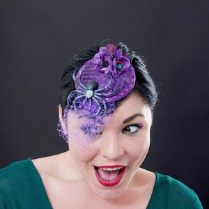 Purple Spider Elegant Halloween Fascinator