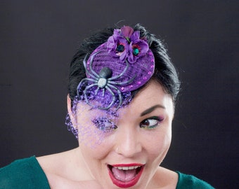 Purple Spider Elegant Halloween Fascinator