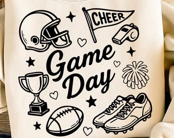 Football Doodles SVG: Game Day Hand Drawn Coquette Design (Digital Download)