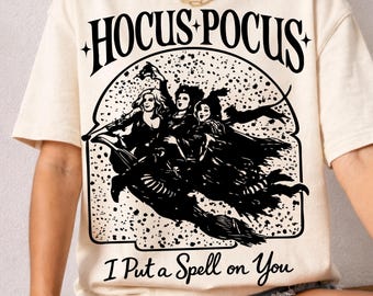 Hocus Pocus PNG, Bruja PNG, Camiseta de otoño PNG / Halloween PNG / Hermanas Sanderson PNG / Espeluznante PNG / Camiseta de Halloween de moda PNG Descarga DTF