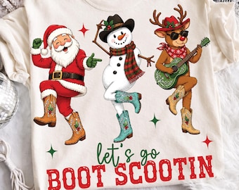 Boot Scootin' Christmas PNG, Western Santa Snowman Reindeer Graphic (Digitale download)