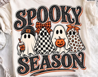 Retro Halloween-spookjes PNG, griezelig seizoen sublimatieontwerp (digitale download)