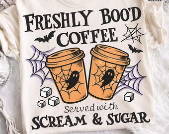 Café recién hecho con temática de Halloween PNG, diseño de murciélagos con telarañas fantasmales (descarga digital)
