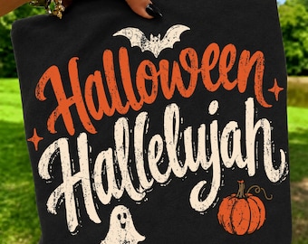 Halloween Hallelujah PNG, Retro Spookpompoen Ontwerp (Digitale Download)