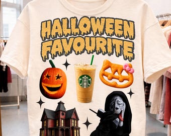 Diseño de collage favorito de Halloween, temporada espeluznante, iconos de terror (descarga digital)