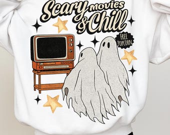 Retro spook Halloween-filmavond, png (digitale download)