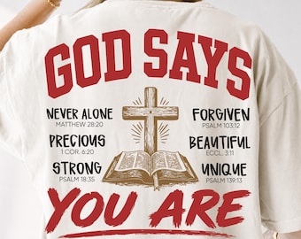 God zegt dat jij bent PNG SVG: Christelijke affirmatie Bijbelvers Kruis Geloof T-shirtontwerp