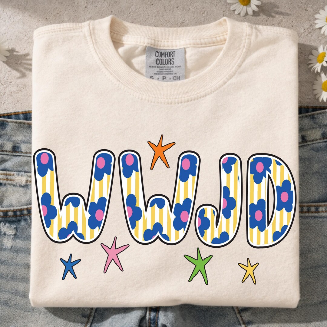 WWJD Floral Bubble Letter PNG, Beach Starfish Graphic (digital Download ...