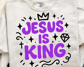 Jesús es Rey SVG: Diseño de camiseta cristiana, la fe supera el miedo (descarga digital)