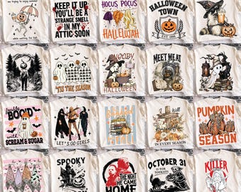 Halloween PNG-bundel, griezelige spook-heks horrorontwerpen, herfst T-shirtafbeeldingen (digitale download)