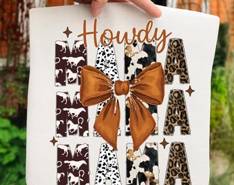 Howdy Mama SVG: Western Cowgirl Animal Print Bow Shirt Design (Digital Download)