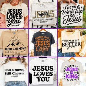 Christian SVG Bundle: 9 Inspirational Bible Verse & Jesus Shirt Designs (Digital Download)