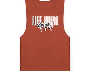 Life Wide Open tank, unisex muscle tank, fitness, motocross, moto life, blackthorn moto, casual wear, dirt bike