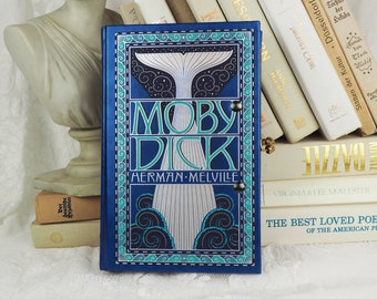 Book Purse clutch- Moby Dick (The Whale) by Herman Melville- Leatherbound- Vintage Purse - Blue, Black, Silver- Navy Vinyl- Sailing Ship