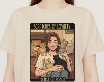 Funny Cat Scratches T-Shirt: Unisex Comfort Colors Tee, Cat Lover Gift