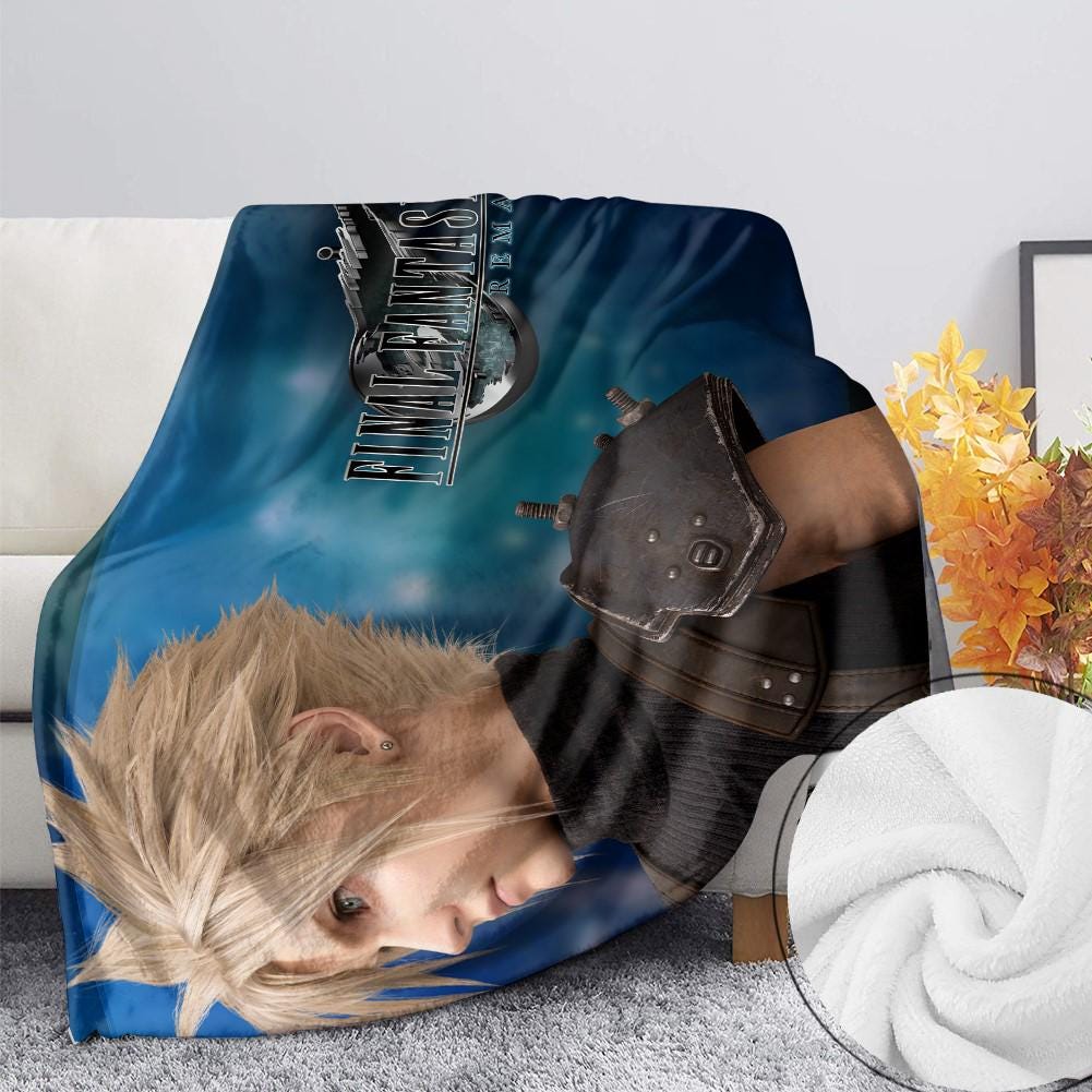 Final Fantasy VII Cloud Strife Blanket, Fleece Throw, Home Decor