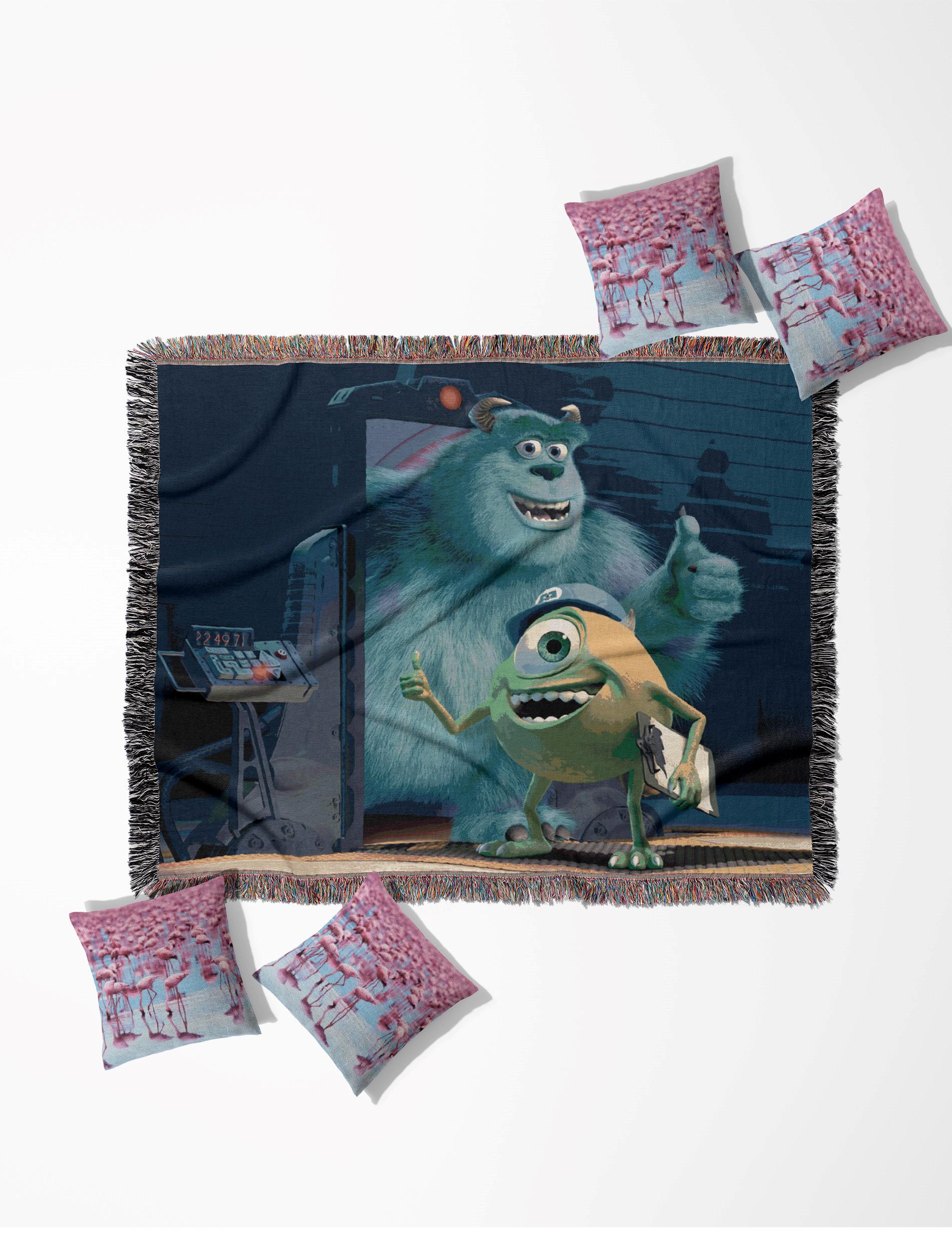 Monsters, Inc. Sulley & Mike Woven Blanket, Wall Tapestry, Throw