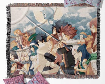 Couverture tissée Fairy Tail, tapisserie murale anime, jeté