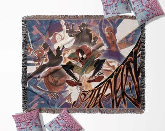 Spider-Man Into The Spider-Verse Woven blanket, Gwen, Morales wall tapestry, throw