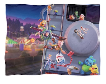 Toy Story blanket, Buzz Lightyear, Woody, Forky fleece throw, home decor