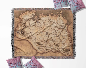 Skyrim map Woven blanket, scene wall tapestry, throw