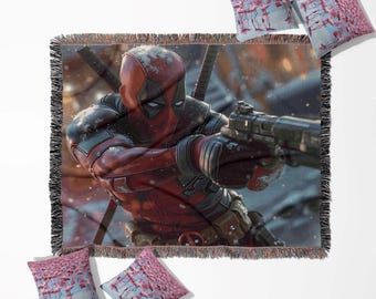 Manta tejida de Deadpool, tapiz de pared, manta