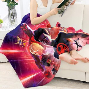Spider-Man Across the Spider-Verse blanket, Miles Morales fleece throw, home decor image 3