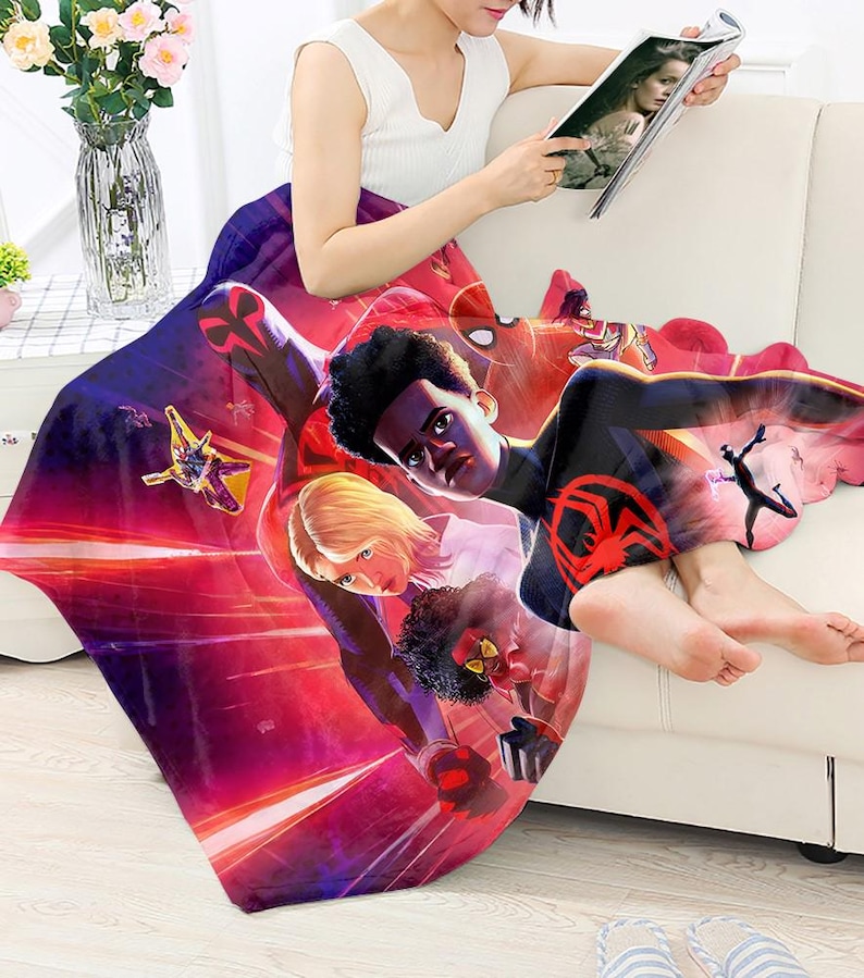 Spider-Man Across the Spider-Verse blanket, Miles Morales fleece throw, home decor image 3