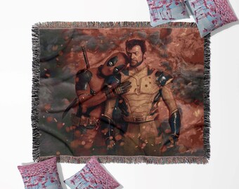 Coperta tessuta, arazzo da parete, plaid di Deadpool e Wolverine