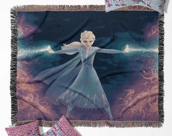 Koc tkany, gobelin, narzuta z Krainy Lodu 2 Elsy