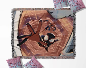 Spider-Man Across the Spider-Verse Woven blanket, Miles Morales wall tapestry, throw