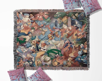 Pokemons Woven blanket, Pikachu wall tapestry