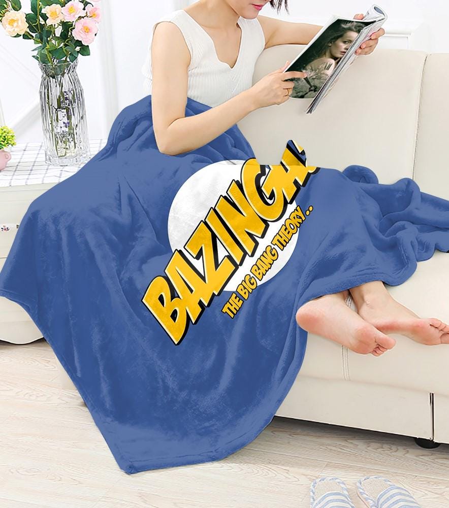 Big Bang Theory Blanket, Bazinga Fleece Throw, Home Decor, Bedding