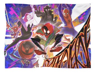 Spider-Man blanket, Miles Morales Into The Spider-Verse fleece throw, home decor