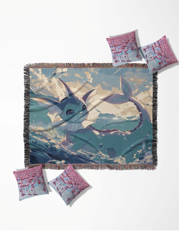 Pokemon - Vaporeon Woven Blanket, Wall Tapestry, Throw - Etsy