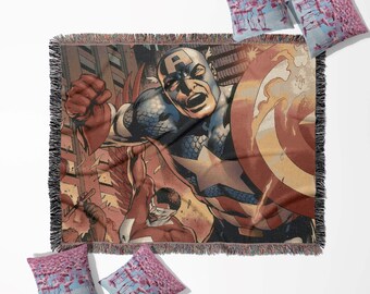 Manta tejida del Capitán América, tapiz de pared de los Vengadores, manta, decoración del hogar