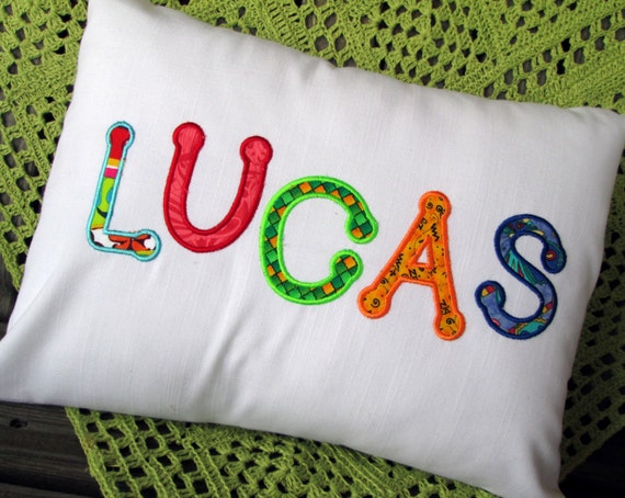 Girl Or Boy Applique Name Pillow Cover Girl Or Boy Applique Name Pillow Cover
