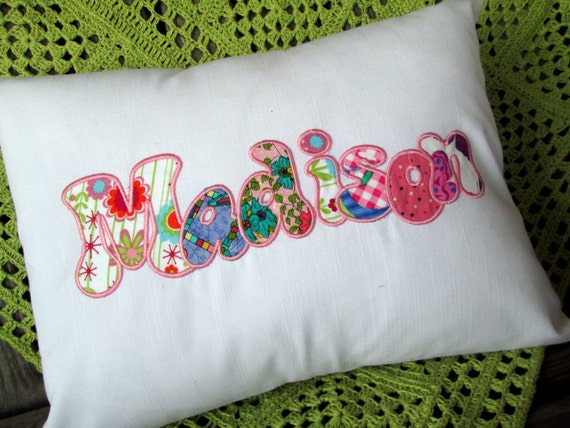 Girl Or Boy Applique Name Pillow Cover Girl Or Boy Applique Name Pillow Cover