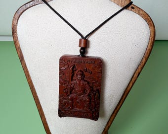 2026 Wenzhe General protection Amulet|Jujube-Wood Pendant, Double-Sided Talisman Necklace