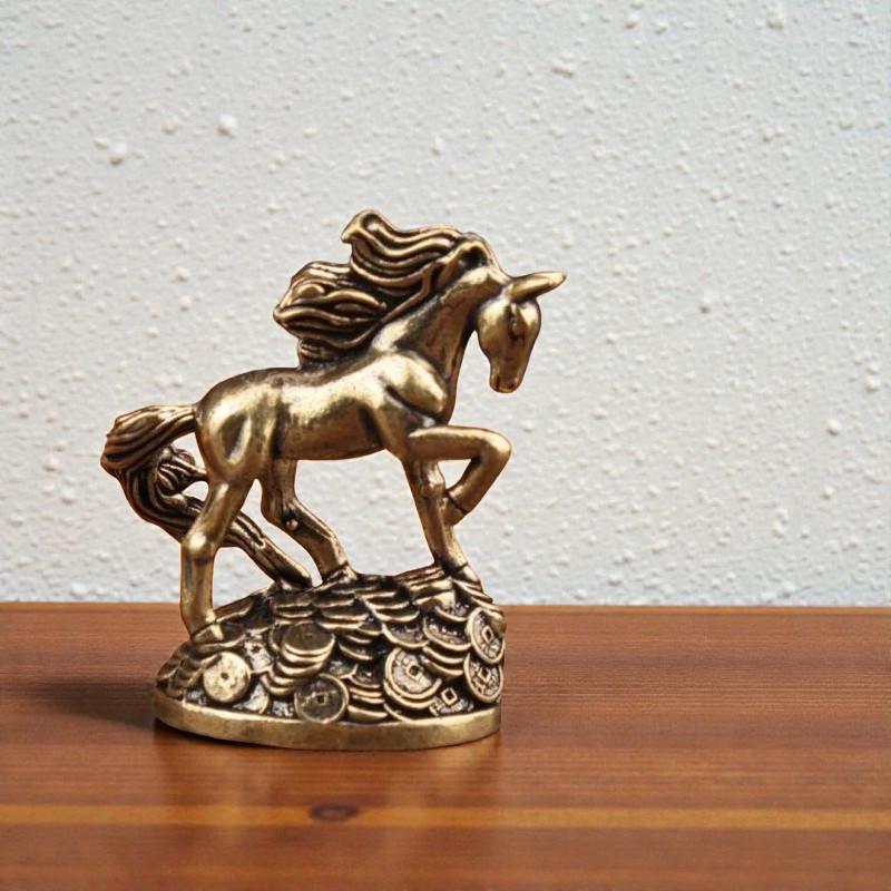 4er Set Mini Kupfer Pferde Figuren Feng Shui - Messing Pferdeskulpturen Fr  Bro, Bonsai & Deko