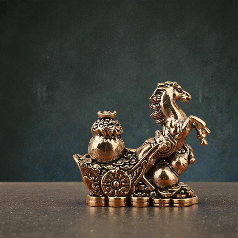 4er Set Mini Kupfer Pferde Figuren Feng Shui - Messing Pferdeskulpturen Fr  Bro, Bonsai & Deko
