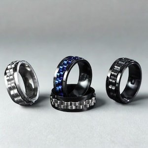 Fidget Ring for Stress Relief | Spinner Chain Ring for Men & Women | Stainless Steel Ring | Anti-Stress Ring Gift