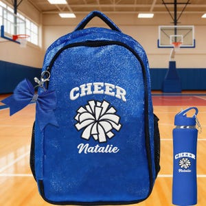 Sacs à dos de pom-pom girl personnalisés, nom brodé, porte-clés avec noeud, cadeau d'équipe Cheer