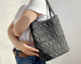 Crochet Raffia Tote Bag Pattern: Leaf Design, Video Tutorial (PDF Download)